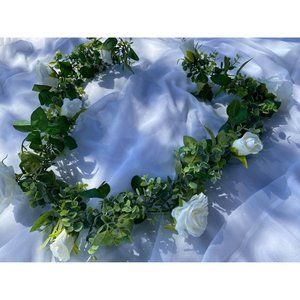 6 Foot White Rose Boxwood Garland Wedding Greenery Vine Floral Leaves ~ New